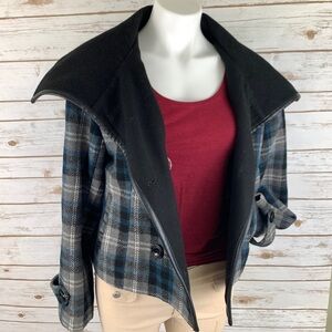 Sebby Blue & Black Plaid Double Breasted Jacket